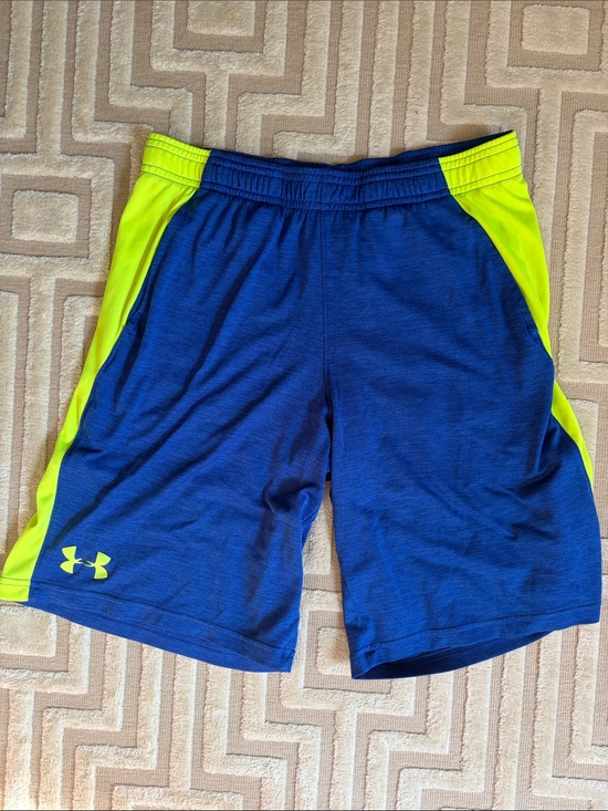 Under Armour Other - Under Armour Boy’s Blue & Neon Yellow Athletic Shorts